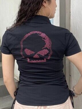 Harley-Davidson Black Garage Shirt with Pink Willie G *BLING* Logo Size 3W